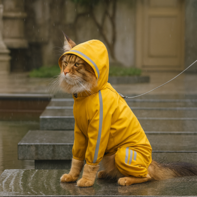 impermeable pour chat jaune main coon