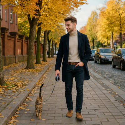 laisse pour chat de randonnée en promenade