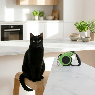 laisse pour chat de randonnée verte à la cuisine