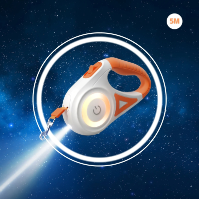 laisse rétractable pour chat DEL orange 5m