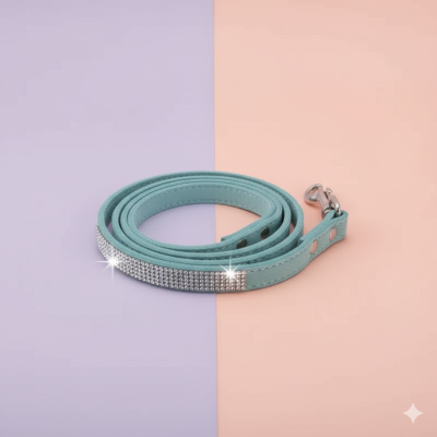 laisse pour chat strass bleu