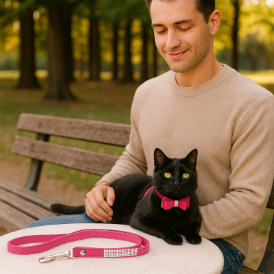 laisse pour chat strass rose