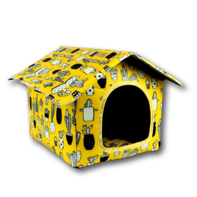maison pour chat design pliable jaune