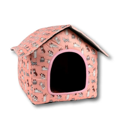 maison pour chat design pliable rose