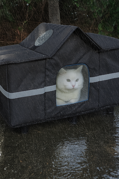 maison pour chat extérieur isolée chat pluie