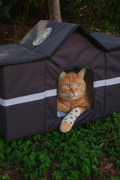 maison pour chat extérieur isolée chat roux