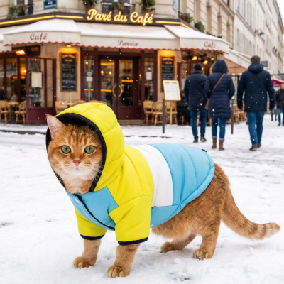 manteau pour chat coupe-vent bleu chat