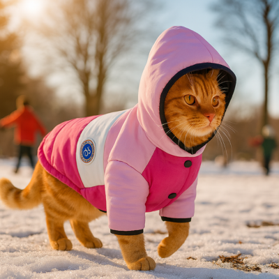 manteau pour chat coupe-vent rose chat