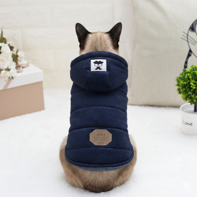 manteau pour chat extérieur bleu vue de dos