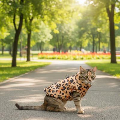 manteau pour chat extérieur léopard sur chat