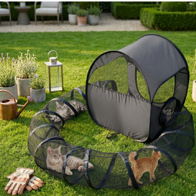 parc a chat extérieur au jardin
