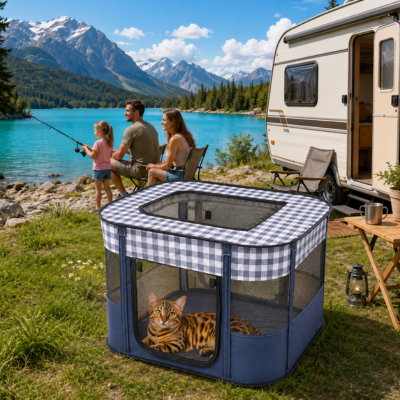 parc a chat extérieur camping