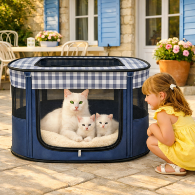 parc a chat extérieur sur la terrasse