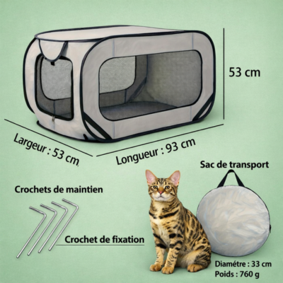 parc a chat extérieur Transport dimensions