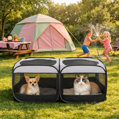 parc pour chat double extérieur