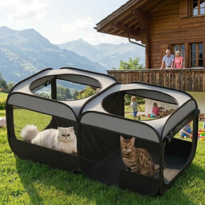 parc pour chat extérieur double en nature