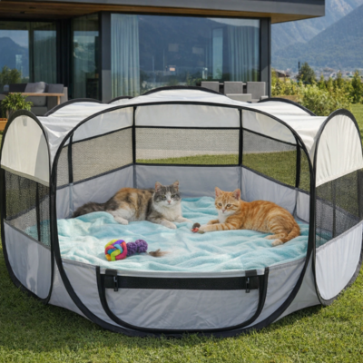 parc pour chat extérieur sécurisé confortable