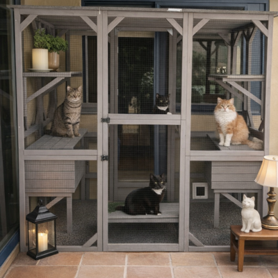 parc pour chats extérieur porte patio