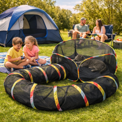 parc pour chats extérieur camping