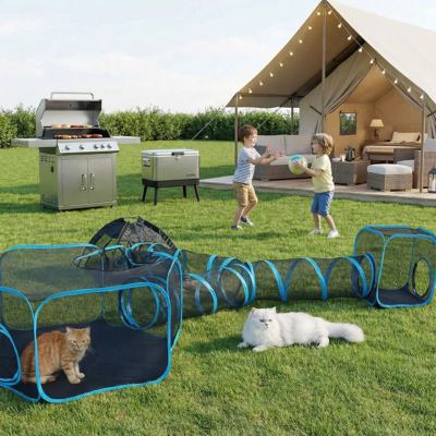 parc pour chats extérieur pour le camping