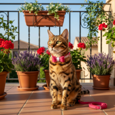 parure pour chat collier fuschia
