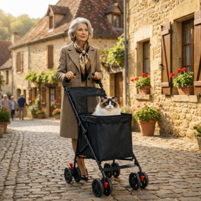 poussette à chat pliable compacte pour la marche