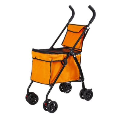 poussette à chat pliable compacte orange