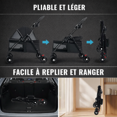 poussette animaux plein air pliable et compacte