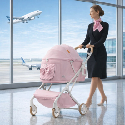 poussette animaux rose