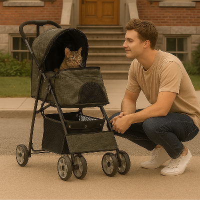 poussette animaux legere imageIA gris