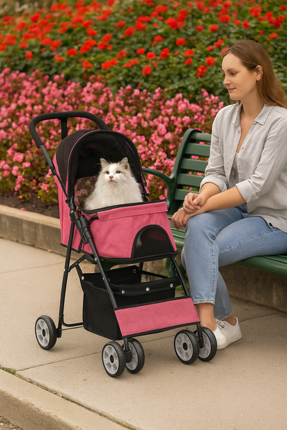 poussette animaux legere imageIA rose