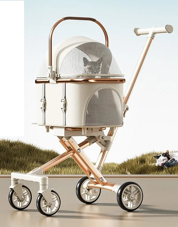 poussette animaux pliable retro blanc aluminium