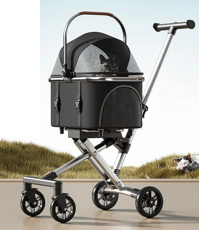 poussette animaux pliable retro noir aluminium