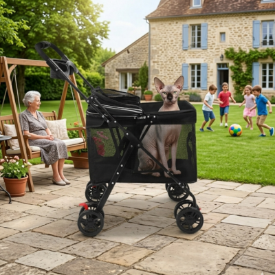 poussette chat pliable toutes saisons extérieure