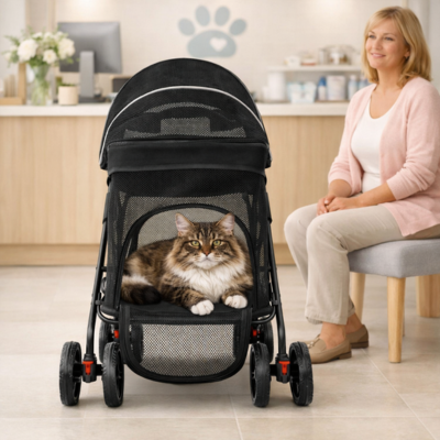 poussette chat pliable toutes saisons pour vétérinaire
