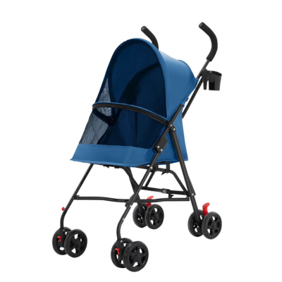 poussette chat pliable bleue