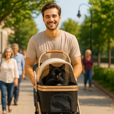 poussette chat pliable pour la marche