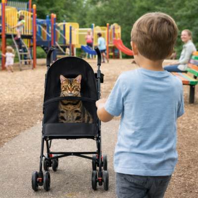 poussette chat pliable pour le parc