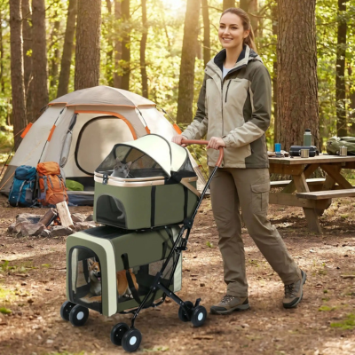 poussette chats double pour le camping