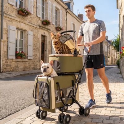 poussette chats double pour la randonnée