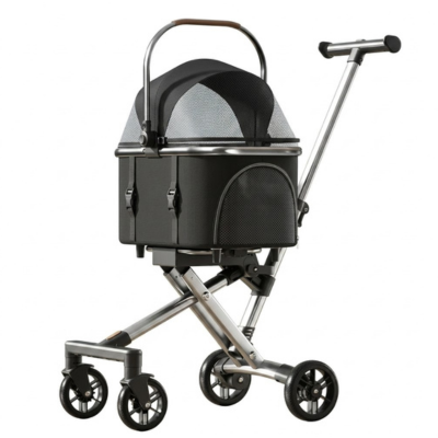 poussette pliable pour chat Rétro noire