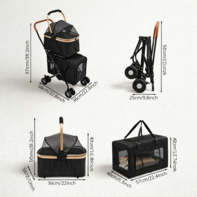 poussette pour animaux Double dimensions