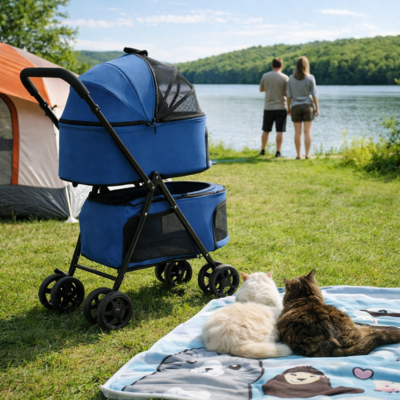 Poussette pour animaux double camping