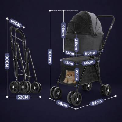 poussette pour animaux double dimensions