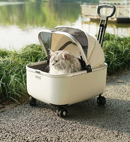 poussette pour chat Auvent blanc main coon