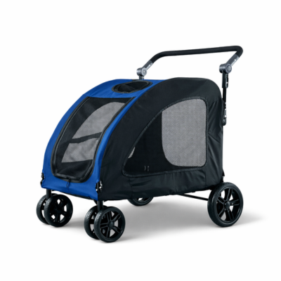 poussette pour chat chariot plilable bleu