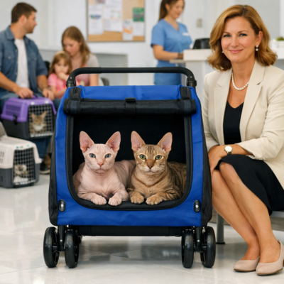 poussette pour chat chariot plilable multi chats