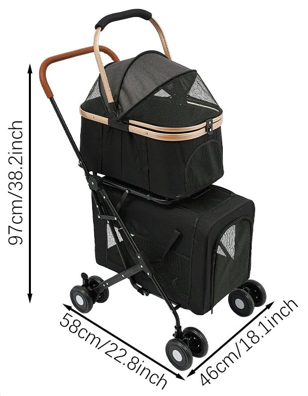poussette pour chat Double variante noir