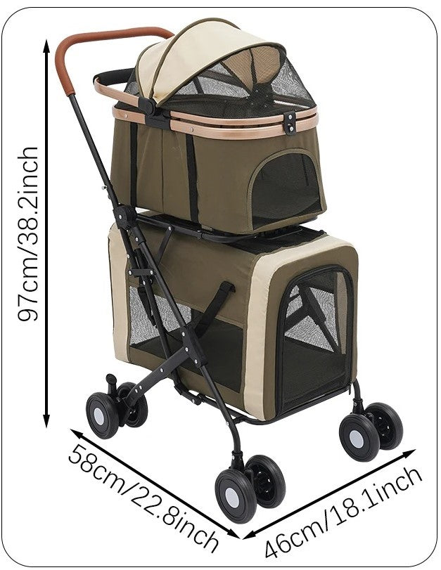 poussette pour chat Double variante vert