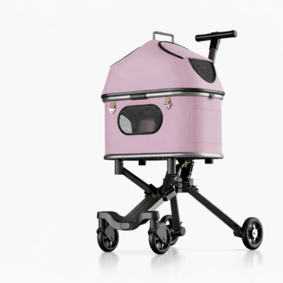 poussette pour chat multifonction rose